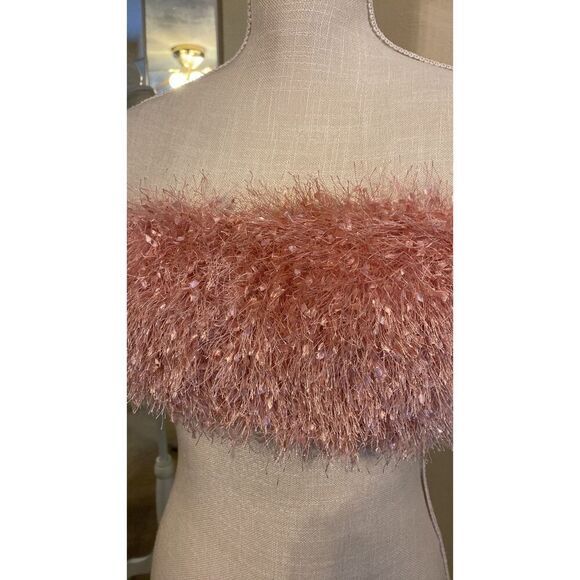 Fashion Nova Pink faux fringe tube top Sz Medium - Picture 4 of 7